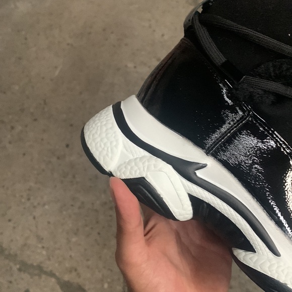 Fur Lined Thick Sole Winter High Top Sneaker in Black Faux Suede, Women’s - Picture 7 of 15